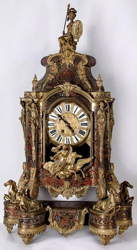 A LARGE 19TH C. FRENCH BOULLE TYPE MARQUETRY CLOCK