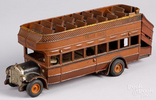 Arcade cast iron double decker Yellow Coach bus