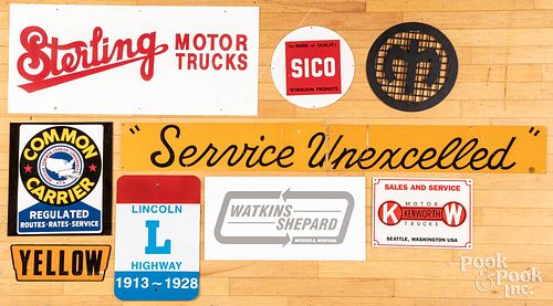Nine contemporary trucking advertising signs