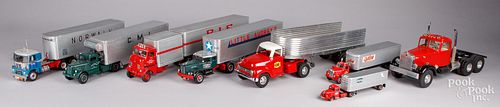 Group of tractor trailer toys