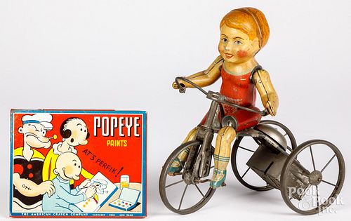 Marx tin lithograph wind-up kiddie cyclist