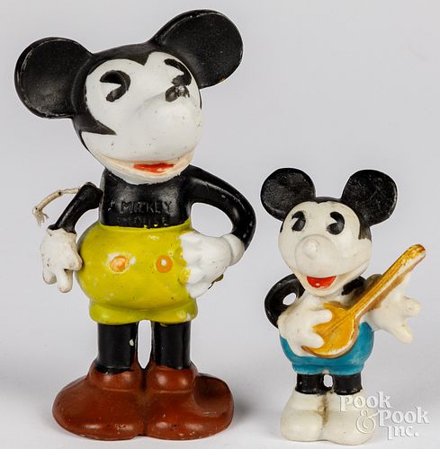 Two Japanese Mickey Mouse bisque figures, etc.