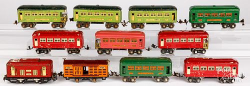 Ten Lionel train cars