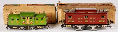 Two Lionel 0 gauge train locomotives