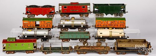 Thirteen Lionel standard gauge train cars