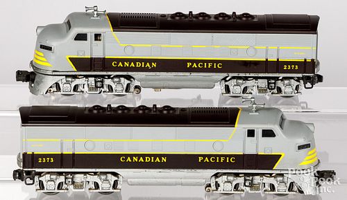 Two Lionel #2373 Canadian Pacific train locomotive