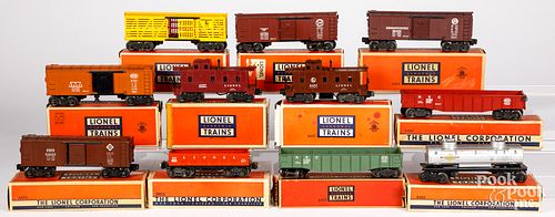 Eleven Lionel train cars