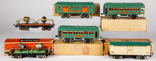 Six Lionel standard gauge train cars
