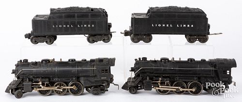 Two Lionel #1666 locomotives and tenders, 0 gauge