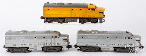 Three Lionel #2033 train locomotives, 0 gauge