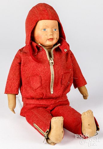 Painted and molded oil cloth boy doll