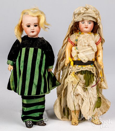 Two SFBJ French bisque head dolls