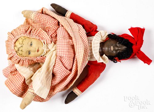 Bruckner oil cloth Topsy Turvy doll, ca. 1900