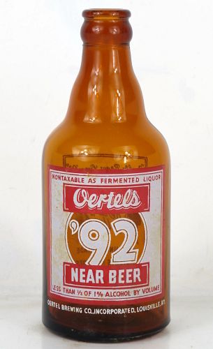 1935 Oertel's '92 Near Beer Painted label ACL Steinie Bottle Louisville Kentucky