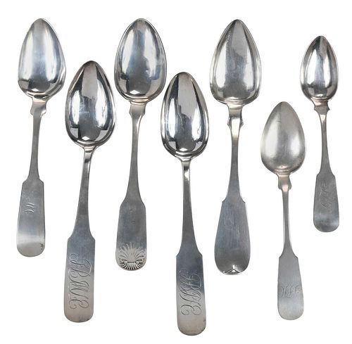 Seven North Carolina Coin Silver Spoons