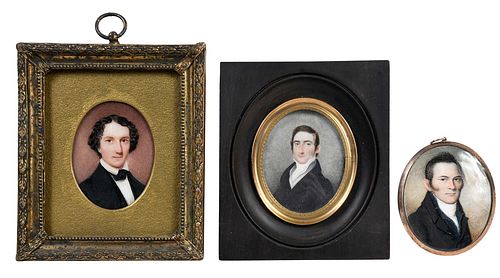 Three Portrait Miniatures of Gentlemen