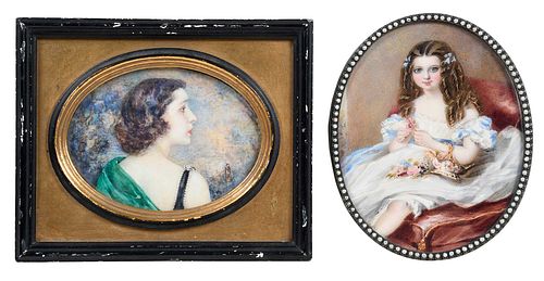 Two American Portrait Miniatures, one Grace H. Murray