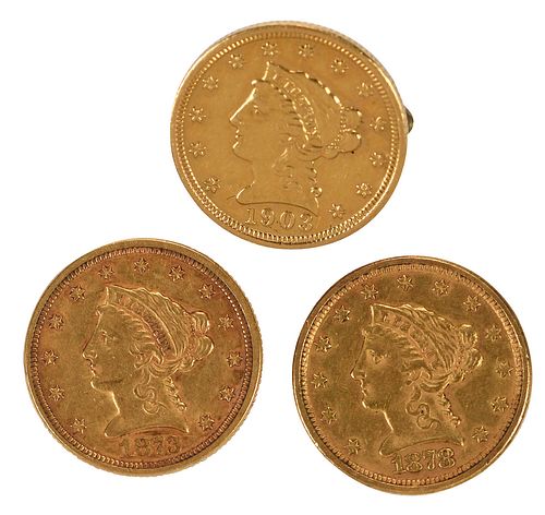 Three Liberty Head Gold $2-1/2 Coins