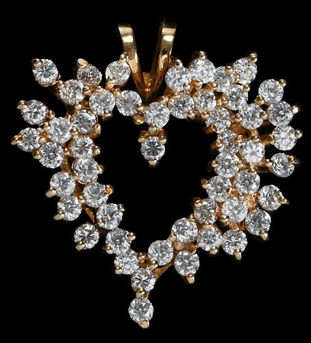 14kt. Diamond Cluster Heart Shaped Pendant