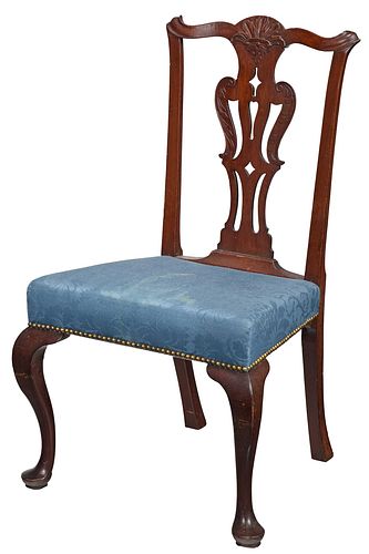 New England Chippendale Carved Mahogany Side Chair