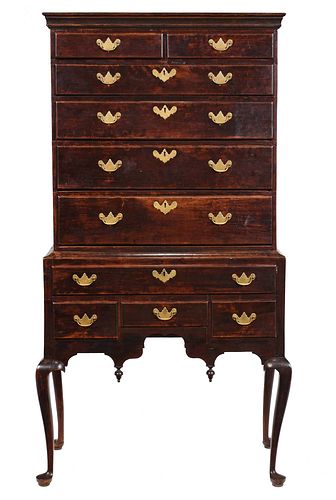 New England Queen Anne Maple High Chest of Drawers