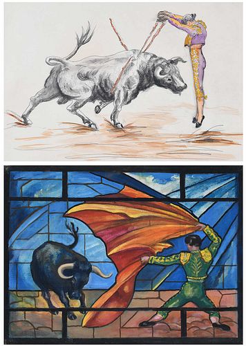 Malvina Hoffman Two Bullfighter Paintings
