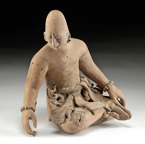 Exceptional Maya Pottery Seated Scribe, ex-Schmitt