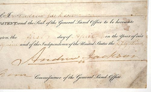 ANDREW JACKSON, Signed Document as President