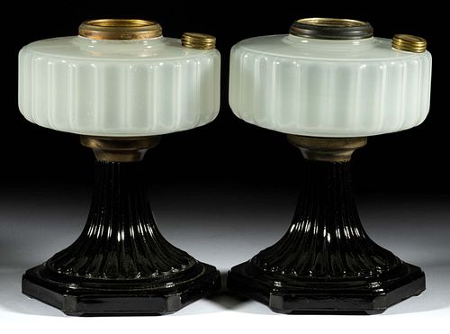 ALADDIN MODEL B-124 / CORINTHIAN NEAR PAIR OF KEROSENE STAND LAMPS