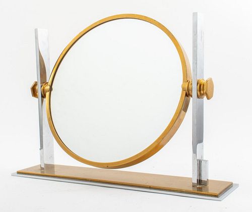 Karl Springer Large Chrome & Brass Vanity Mirror