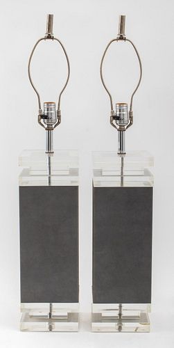 Karl Springer Modern Lucite Table Lamps, Pr