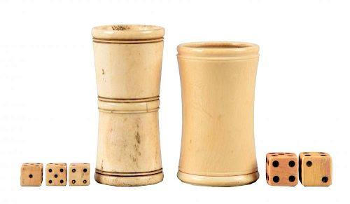 Lot Of 2: Dice Cups With Dice.