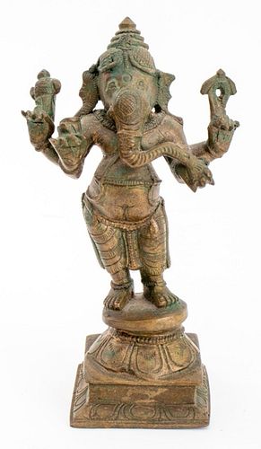 Indian Gilt Bronze Lord Ganesha Sculpture