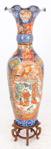 Monumental Japanese Imari Porcelain Palace Vase