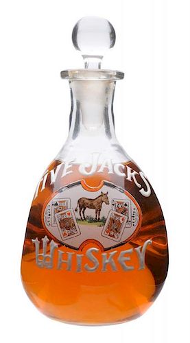 Five Jacks Whiskey Enameled Bottle.