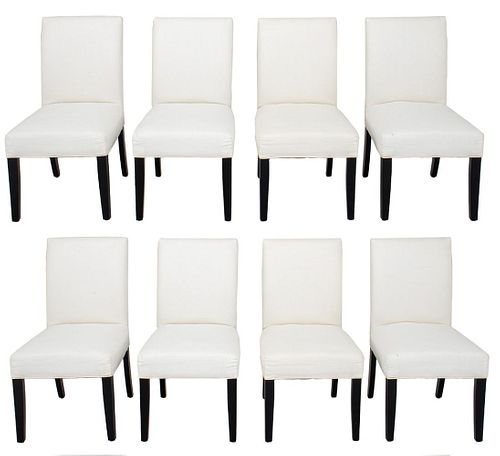 Straight-Backed Upholstered Dining Chairs, 8
