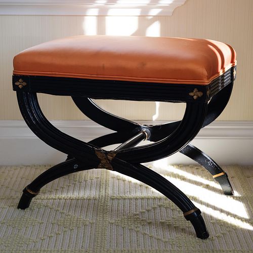 Empire Style Painted and Parcel-Gilt Tabouret