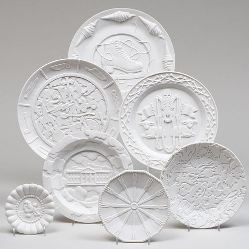 Set of Seven Studio Job Biscuit Plates in Graduated Sizes
