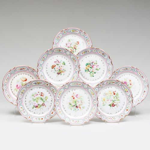 Set of Eight English Porcelain Plates