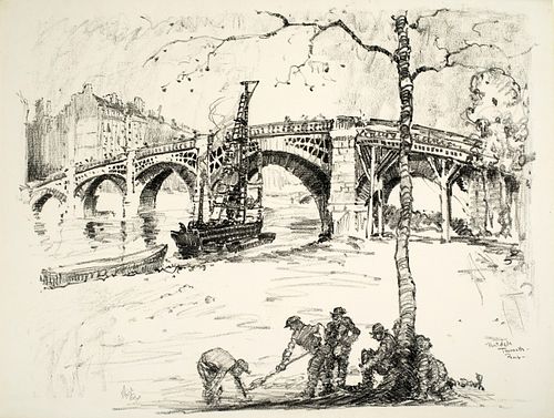 Howard Leigh (1896-1981) 'Pont de la Tournelle, Paris, 1920'