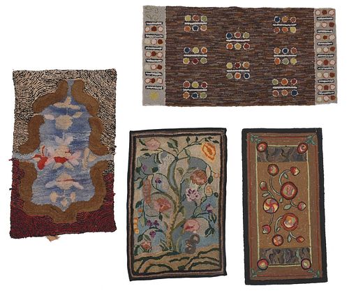 Group of Four American Hooked Rugs
