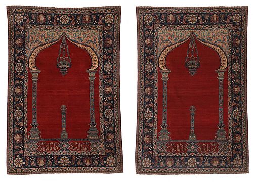Pair of Tehran Prayer Rugs