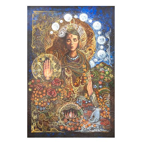 DAN SANTINO.Shiva, Firmado y fechado 2019. Óleo sobre tela, 120 x 80 cm
