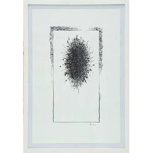 ANAND SAGAR, Derramando, 1983, Firmada, Tinta sobre papel, 87 x 41 cm