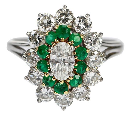 Tiffany & Co. Diamond and Emerald Ring Circa 1980
