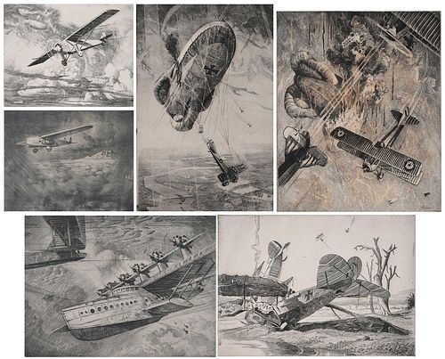 Collection of Six  Aviation Etchings by John MacGilchrist