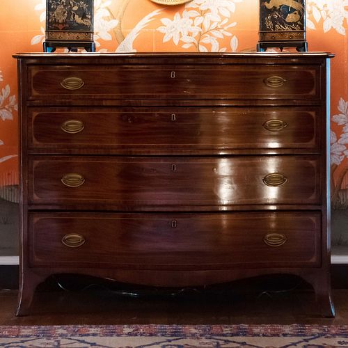 George III Inlaid Mahogany Serpentine-Front Chest of Drawers