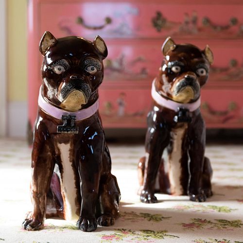Pair of Large Ceramic Models of Pugs