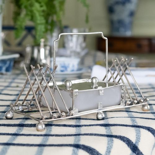 English Silver Plate Polo Themed Toast Rack