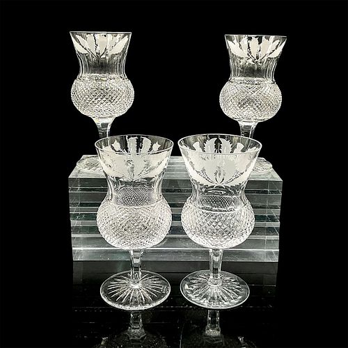 4pc Edinburgh Crystal Water Goblets, Thistle Pattern